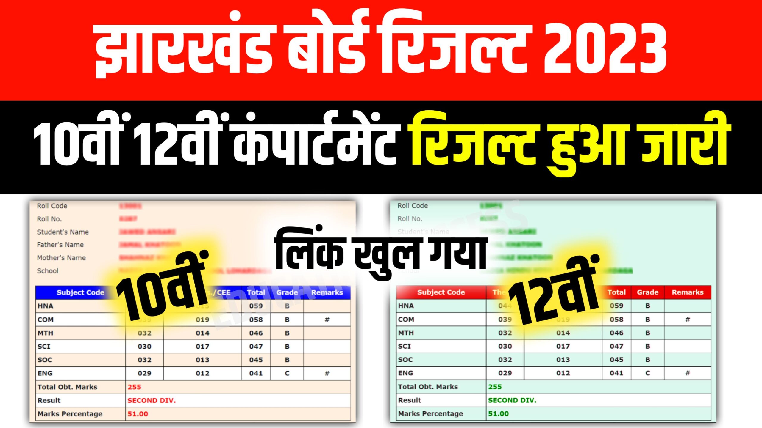 Jharkhand Academic Council Ranchi 10th 12th Compartment Result Out Link Active: