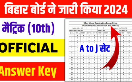 Bihar Board Matric Official Answer Key 2024: