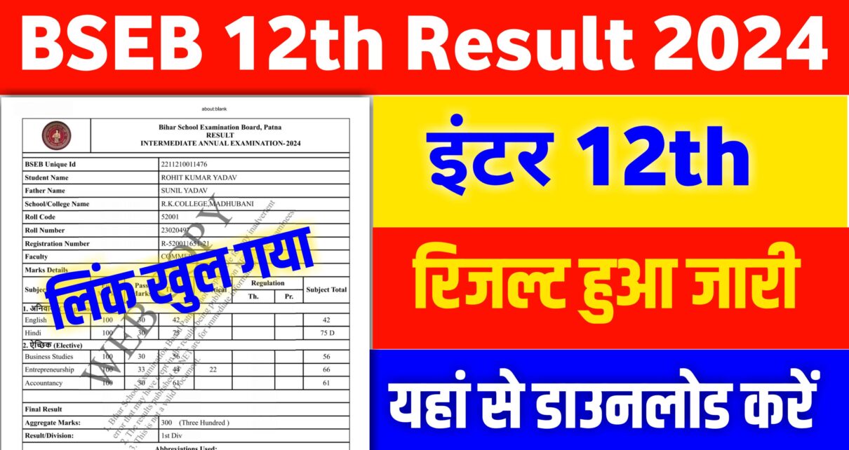 BSEB Inter Result Check link Active 2024: