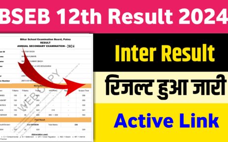Bihar Board Inter Result Active Link Download: