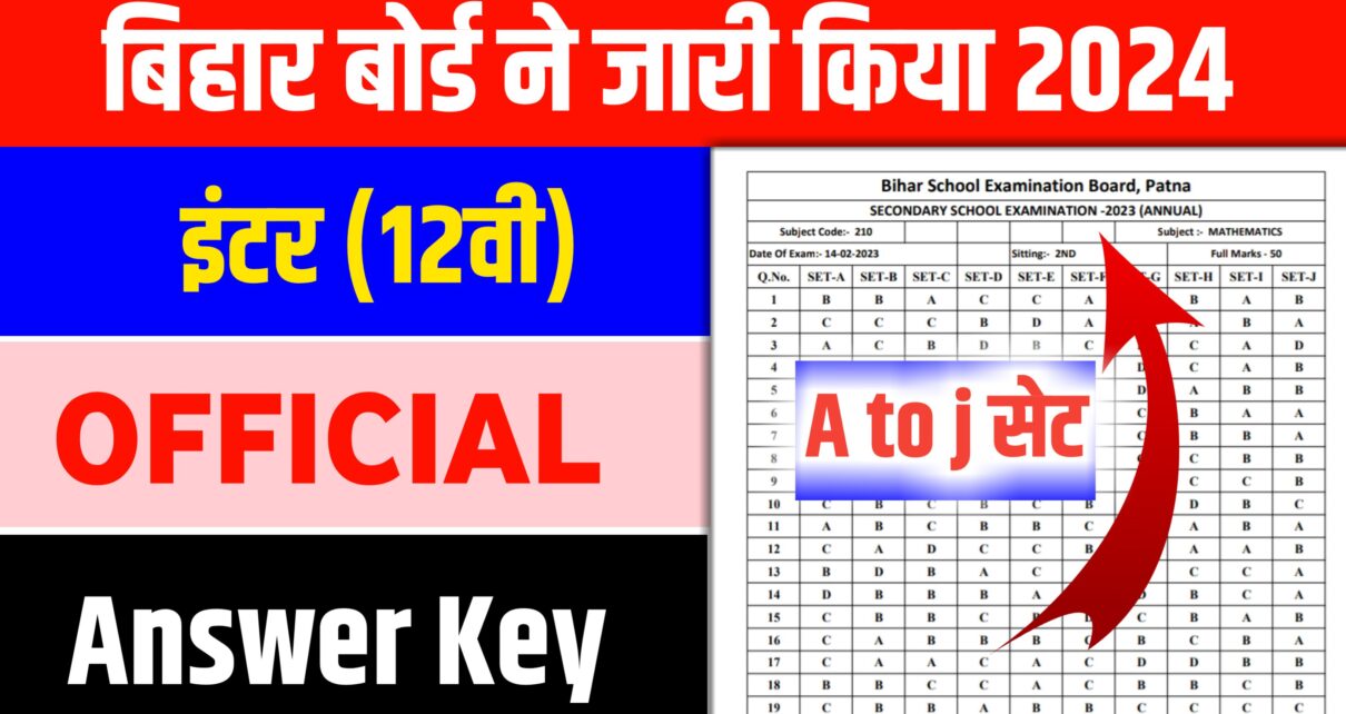 Bihar Board Inter Official Answer Key 2024: