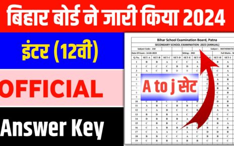 Bihar Board Inter Official Answer Key 2024: