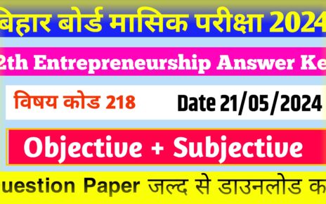 Class 12th Entrepreneurship Objective Subjective 21 May 2024: