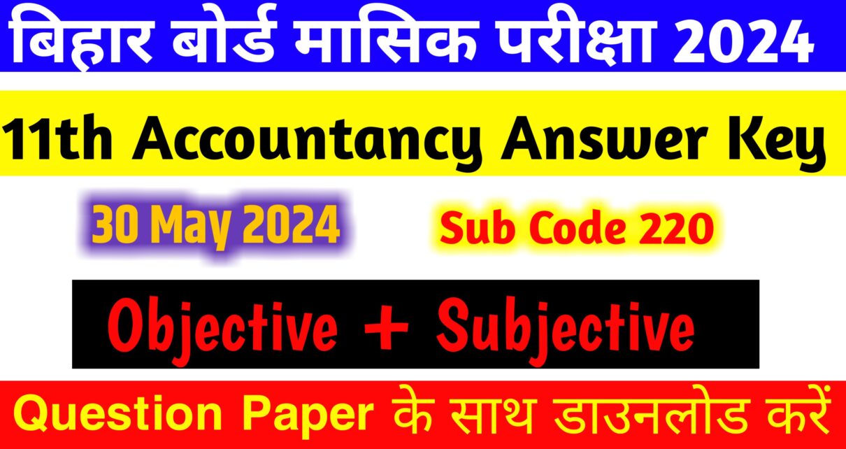 11th Accountancy  Answer Key 30 May 2024:
