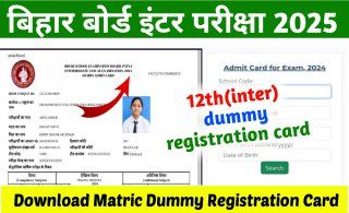 Bihar BSEB 12th Dummy Registration Card 2025 Direct Link: