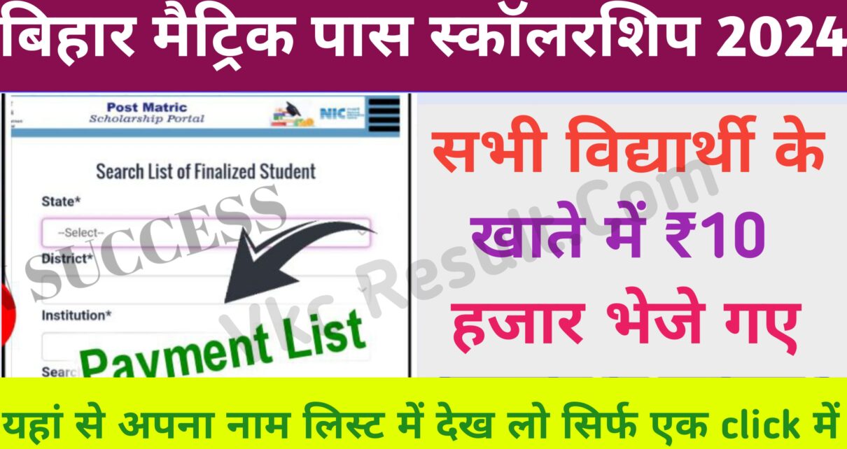 Bihar Board Matric Scholarship Payment Check 2024: