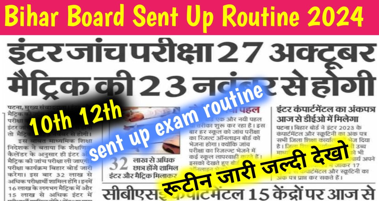 Bihar Board Matric Inter Sent Up Exam Routine Download 2024: