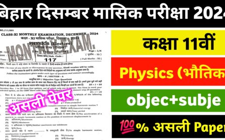 Class 11th Physics December Monthly Exam original question