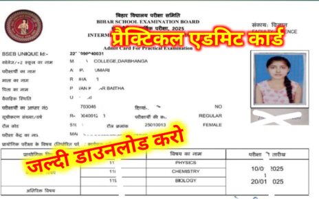 Bihar BSEB Inter Practical Admit Card Release 2025: