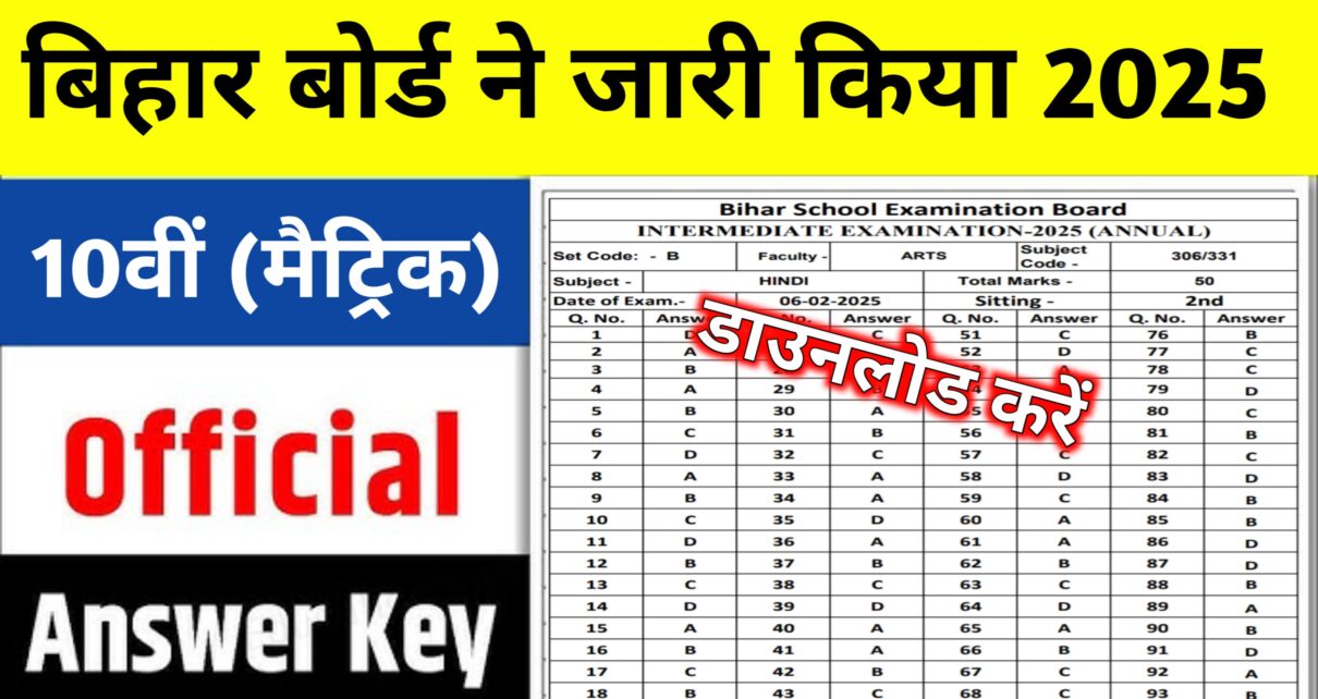 BSEB Matric Original Answer Key Publish 2025: