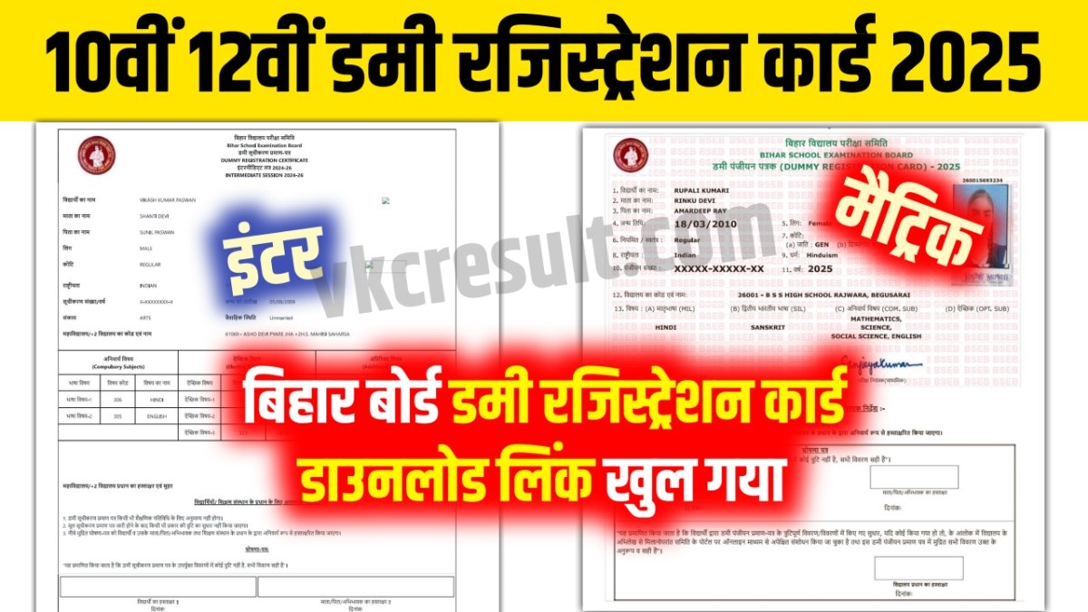 BSEB Matric-Inter Dummy Registration Card 2025: