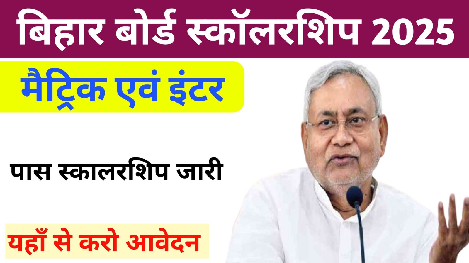 Bihar Board 10th 12th Pass Scholarship Apply Link 2025: