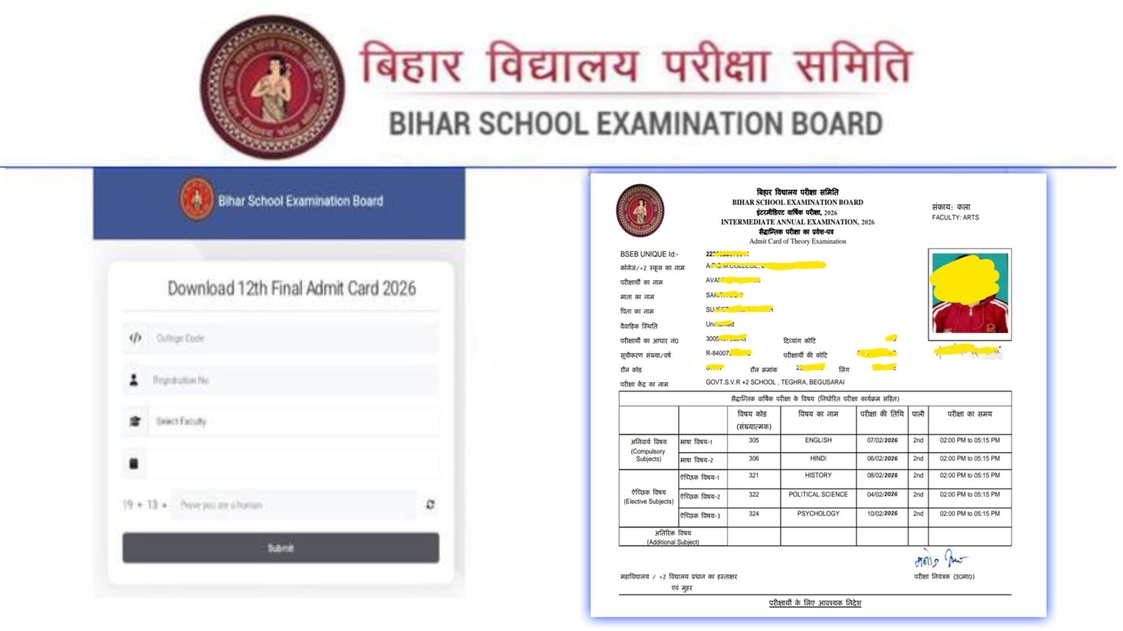 Bihar Board 12th Original Admit Card 2026: